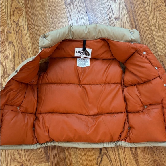 THE NORTH FACE Vintage 70s/80s Tan & Orange Made In USA Down Puffer Vest Small - Picture 7 of 7